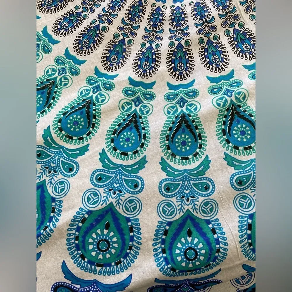 1970s Psychedelic Flower Power Made in India Bed Cover